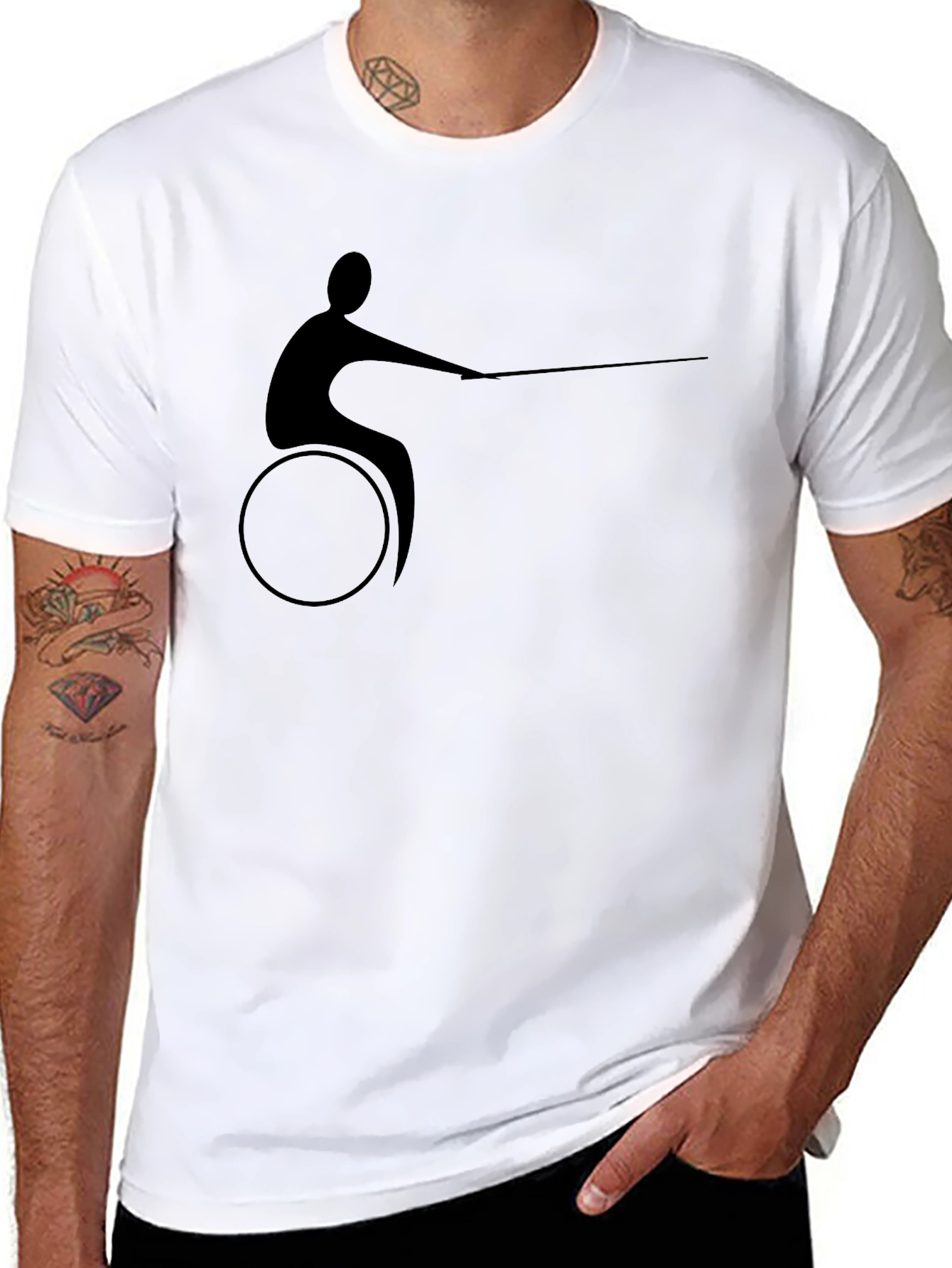 Wheelchair Fencer Silhouette Black T-Shirt