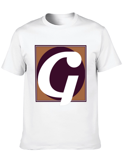 Letter G Graphic Tee - Black Cotton Casual Shirt