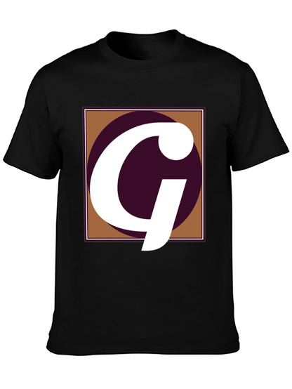 Letter G Graphic Tee - Black Cotton Casual Shirt
