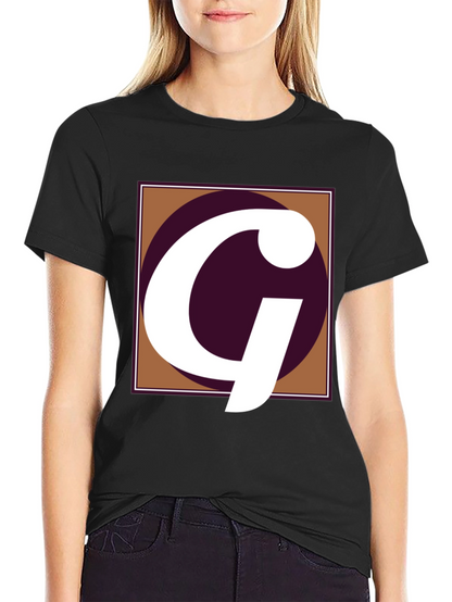 Letter G Graphic Tee - Black Cotton Casual Shirt