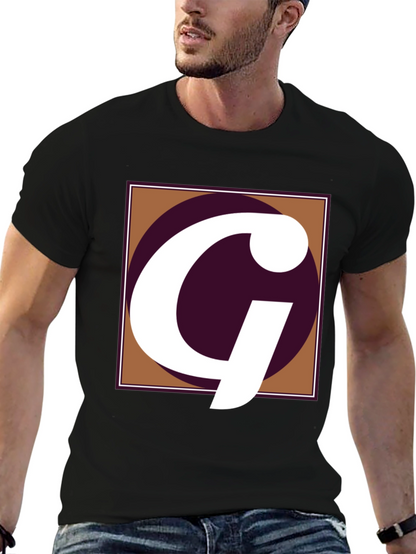 Letter G Graphic Tee - Black Cotton Casual Shirt