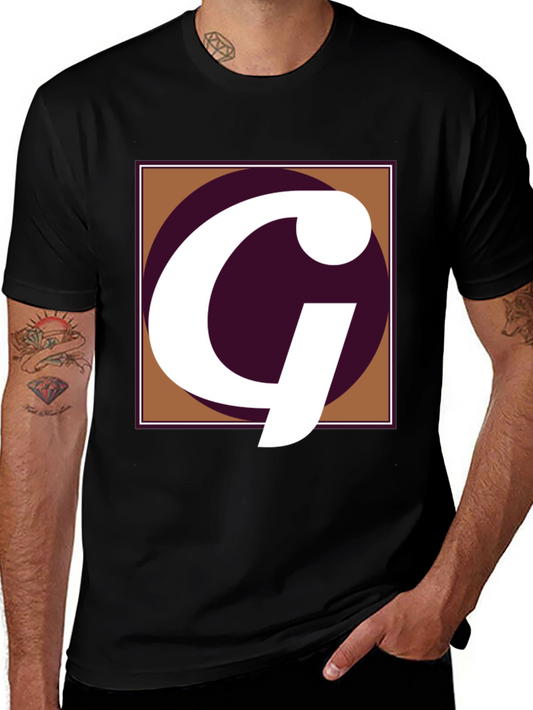 Letter G Graphic Tee - Black Cotton Casual Shirt