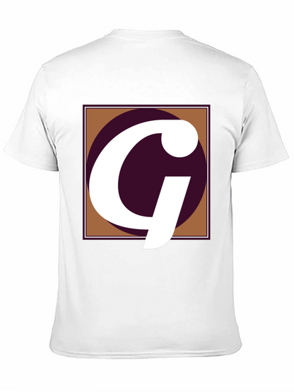 Letter G Graphic Tee - Black Cotton Casual Shirt