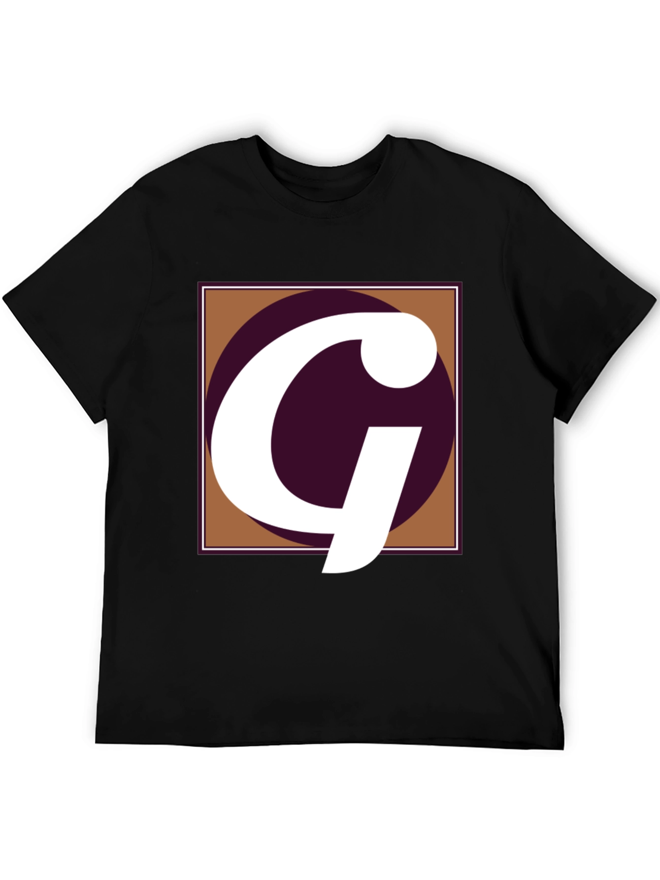 Letter G Graphic Tee - Black Cotton Casual Shirt