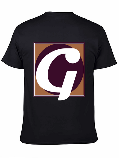 Letter G Graphic Tee - Black Cotton Casual Shirt