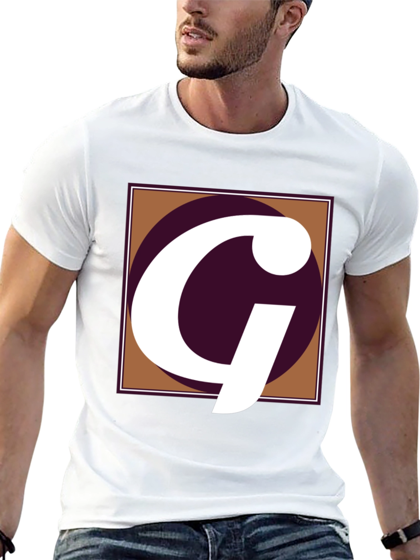Letter G Graphic Tee - Black Cotton Casual Shirt