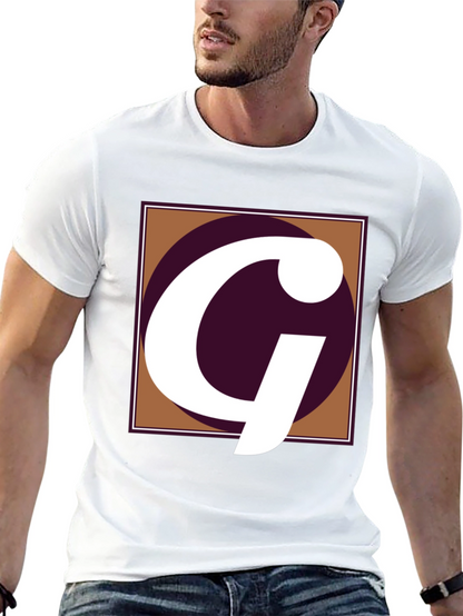 Letter G Graphic Tee - Black Cotton Casual Shirt
