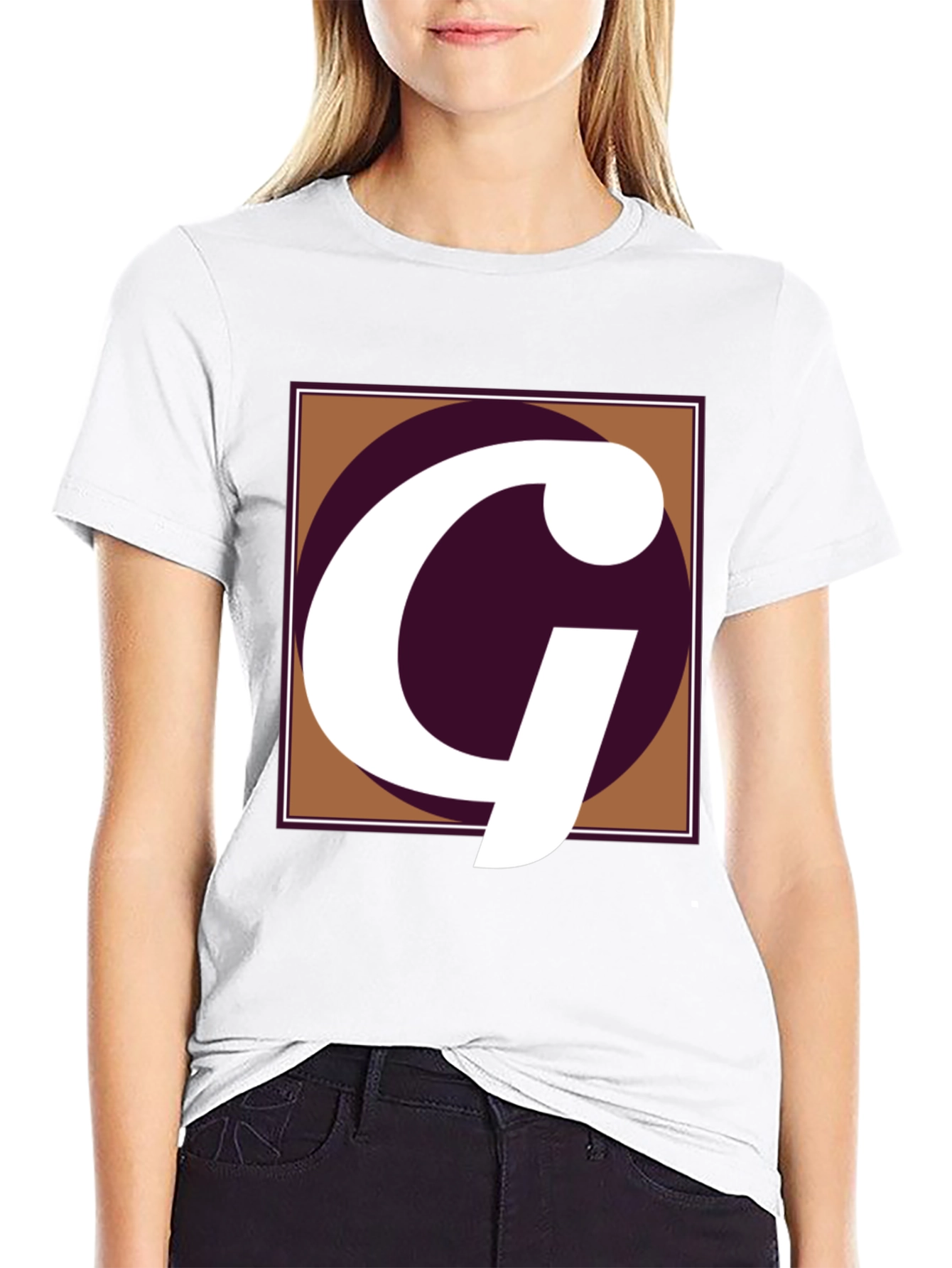 Letter G Graphic Tee - Black Cotton Casual Shirt