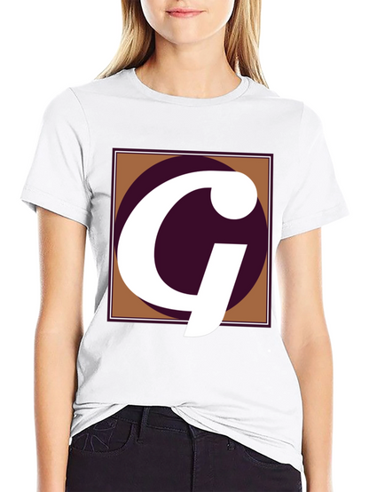 Letter G Graphic Tee - Black Cotton Casual Shirt