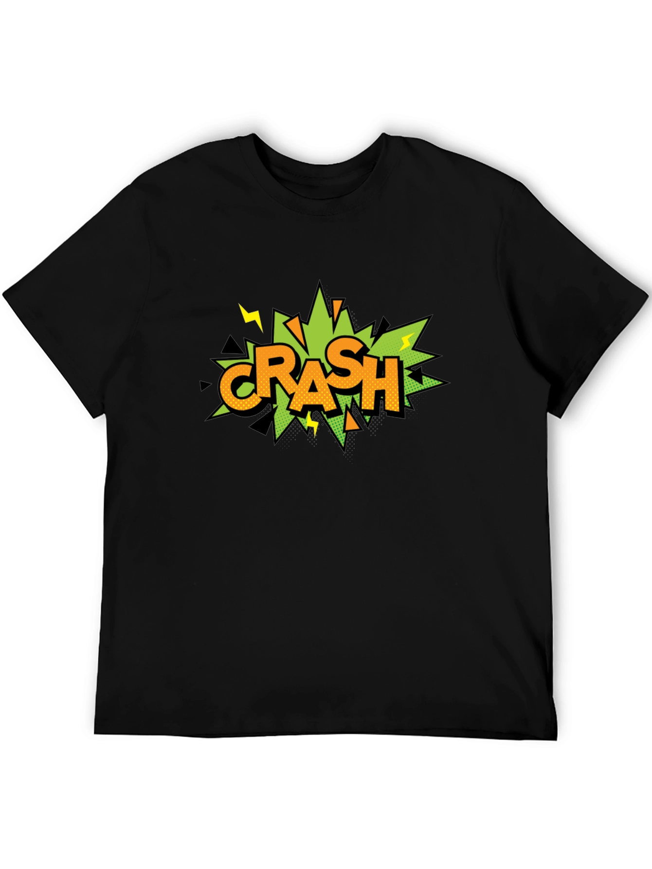 Crash Comic Style Graphic Print Black T-Shirt