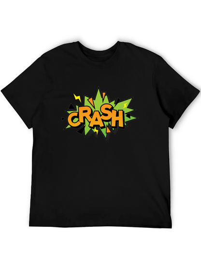 Crash Comic Style Graphic Print Black T-Shirt