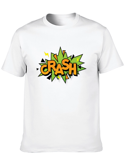 Crash Comic Style Graphic Print Black T-Shirt