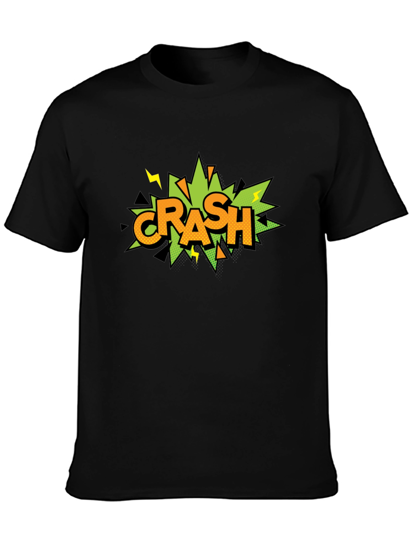 Crash Comic Style Graphic Print Black T-Shirt