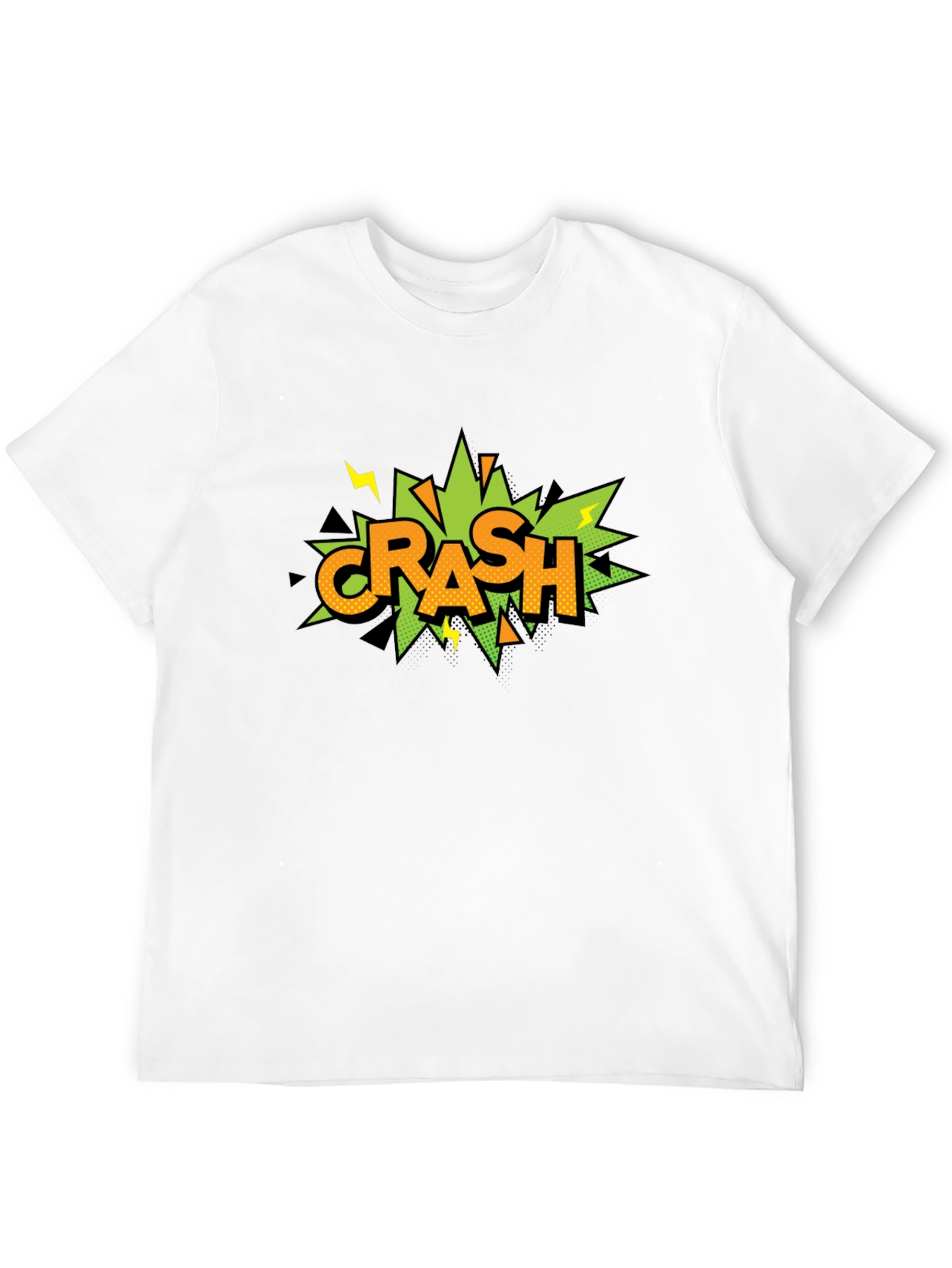 Crash Comic Style Graphic Print Black T-Shirt