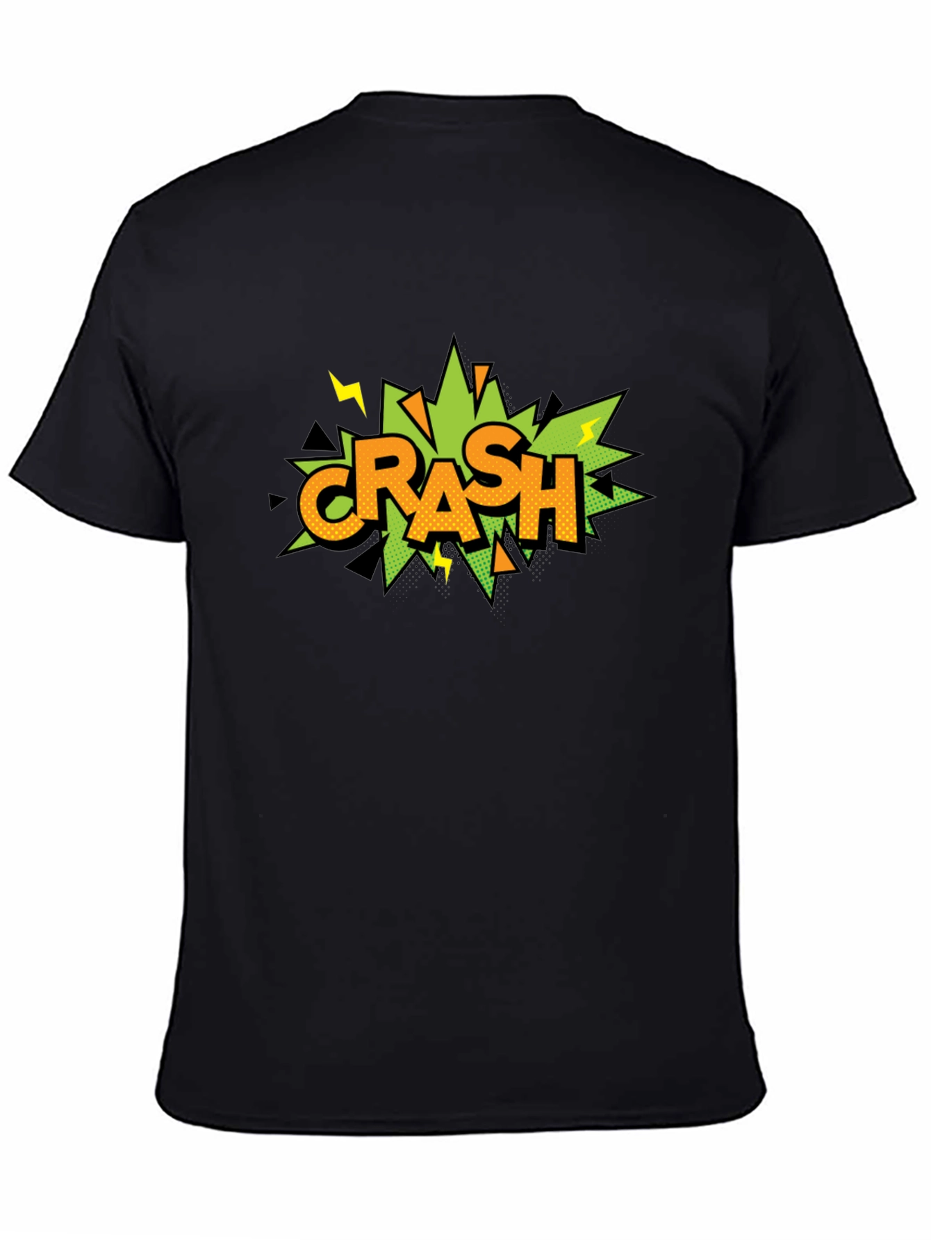 Crash Comic Style Graphic Print Black T-Shirt