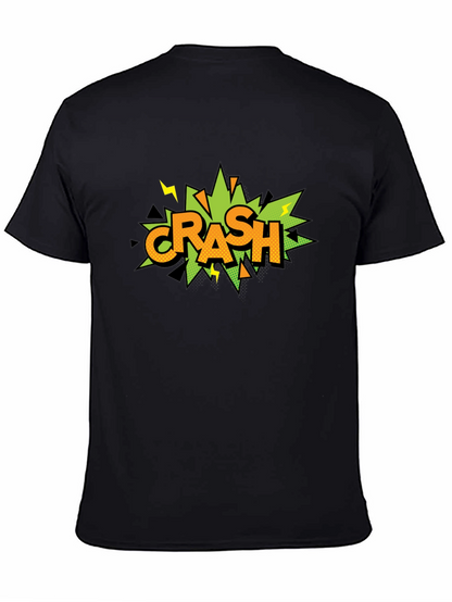 Crash Comic Style Graphic Print Black T-Shirt