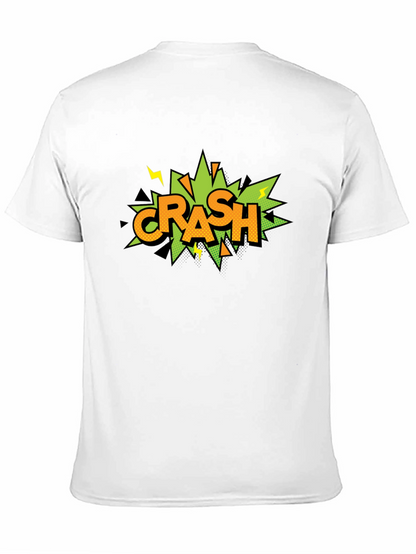 Crash Comic Style Graphic Print Black T-Shirt
