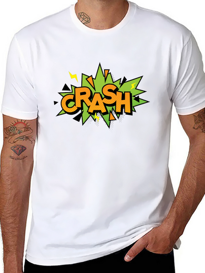 Crash Comic Style Graphic Print Black T-Shirt