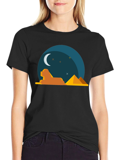 Egyptian Night Graphic Tee - Black Cotton T-Shirt
