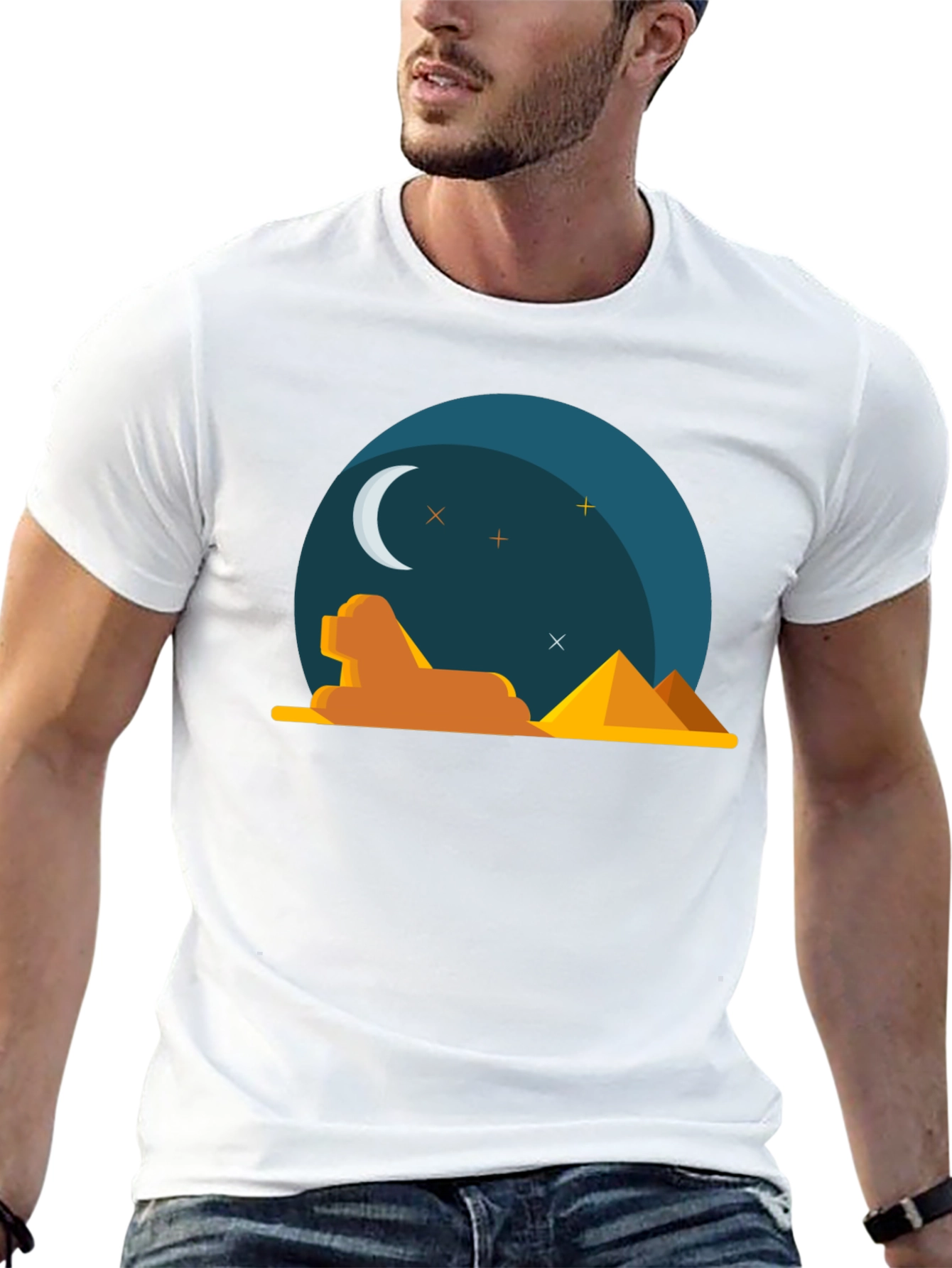 Egyptian Night Graphic Tee - Black Cotton T-Shirt