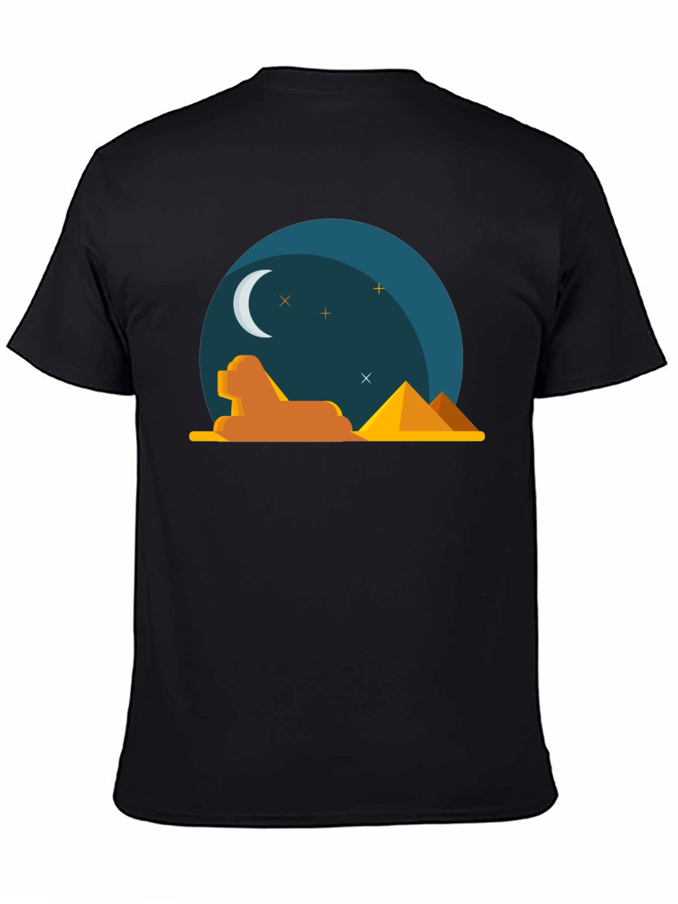 Egyptian Night Graphic Tee - Black Cotton T-Shirt
