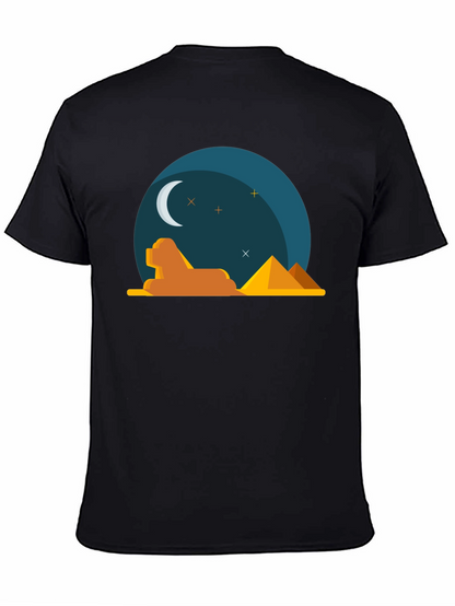 Egyptian Night Graphic Tee - Black Cotton T-Shirt