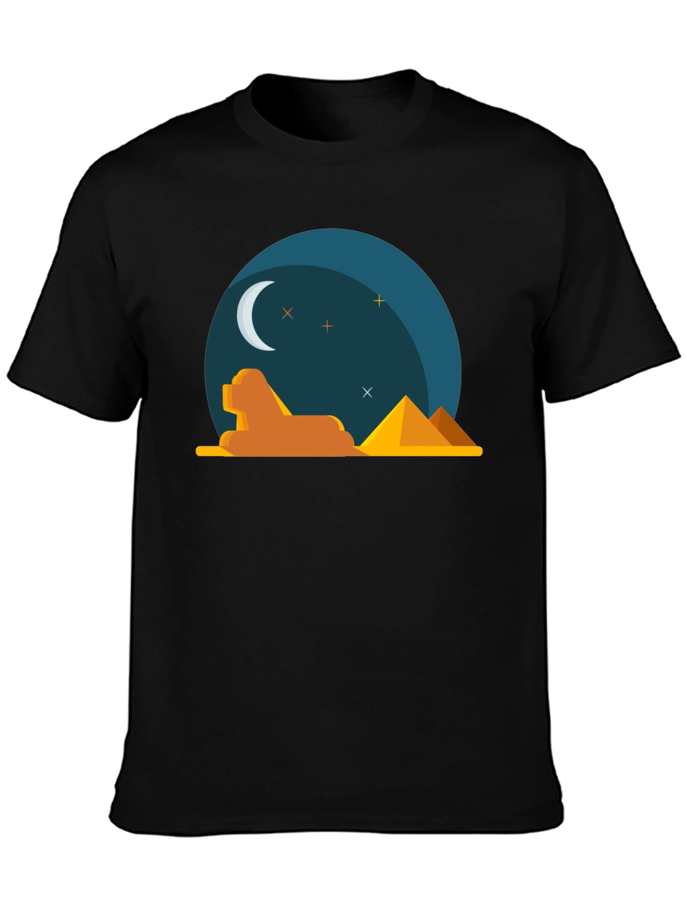 Egyptian Night Graphic Tee - Black Cotton T-Shirt