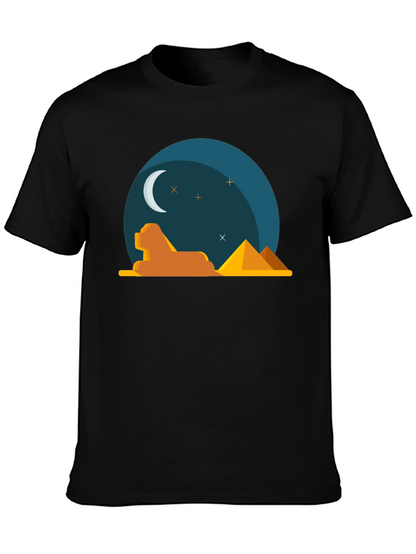 Egyptian Night Graphic Tee - Black Cotton T-Shirt