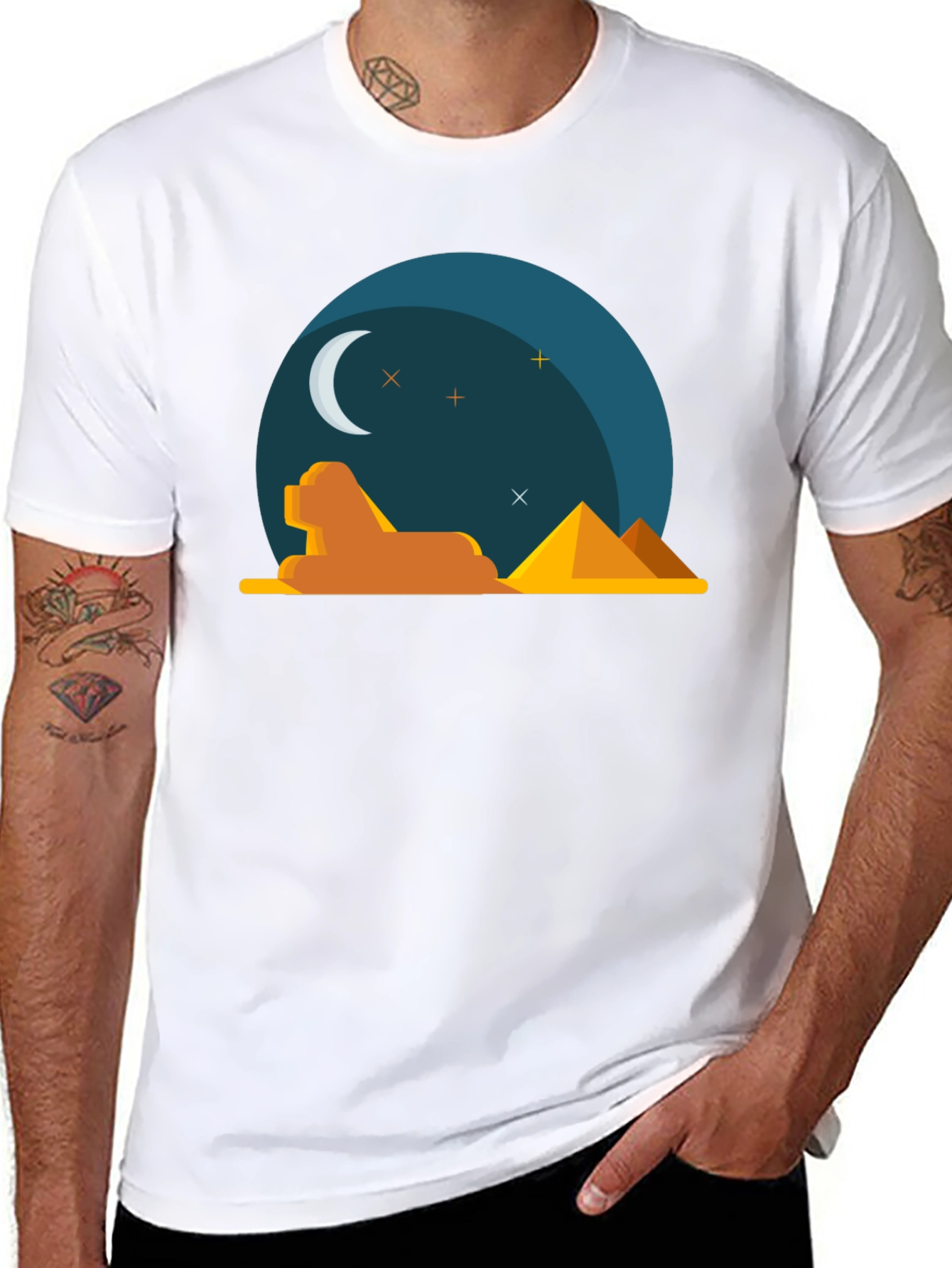 Egyptian Night Graphic Tee - Black Cotton T-Shirt