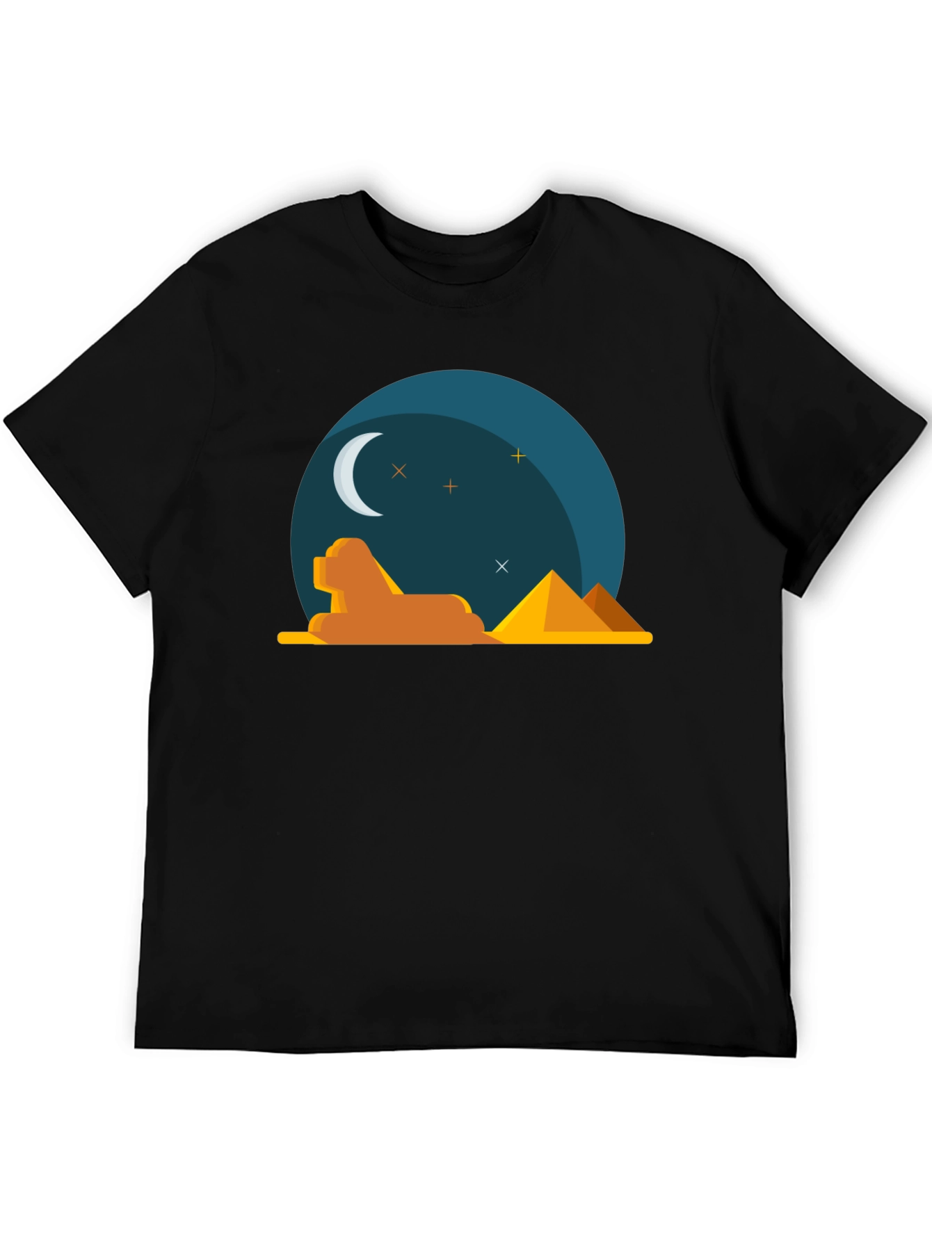 Egyptian Night Graphic Tee - Black Cotton T-Shirt