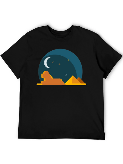 Egyptian Night Graphic Tee - Black Cotton T-Shirt