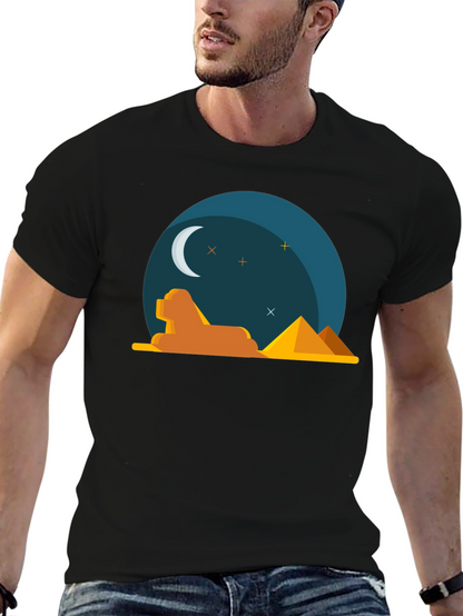 Egyptian Night Graphic Tee - Black Cotton T-Shirt
