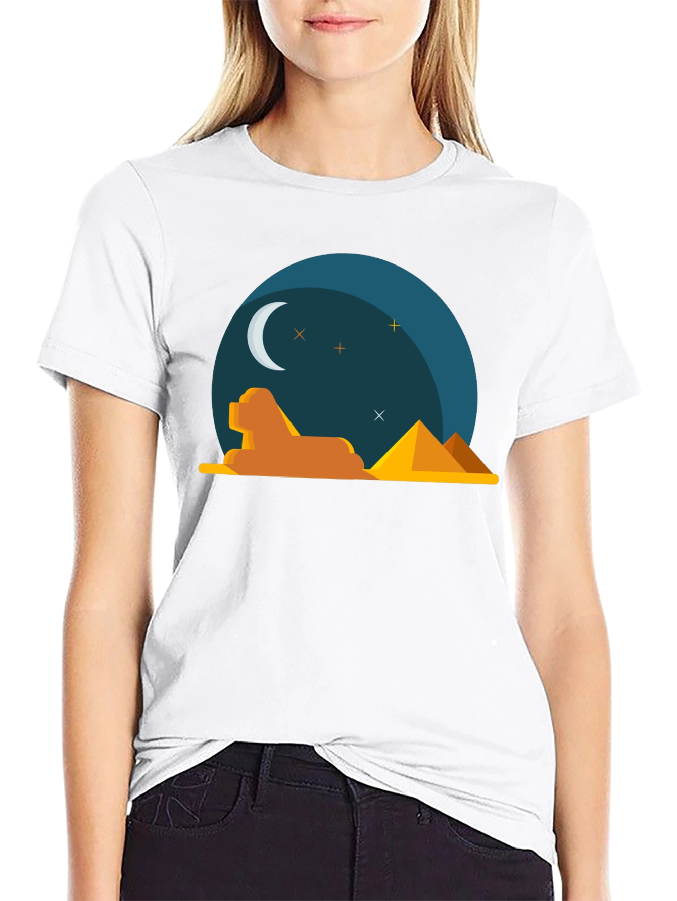Egyptian Night Graphic Tee - Black Cotton T-Shirt