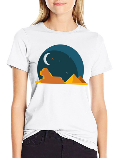 Egyptian Night Graphic Tee - Black Cotton T-Shirt