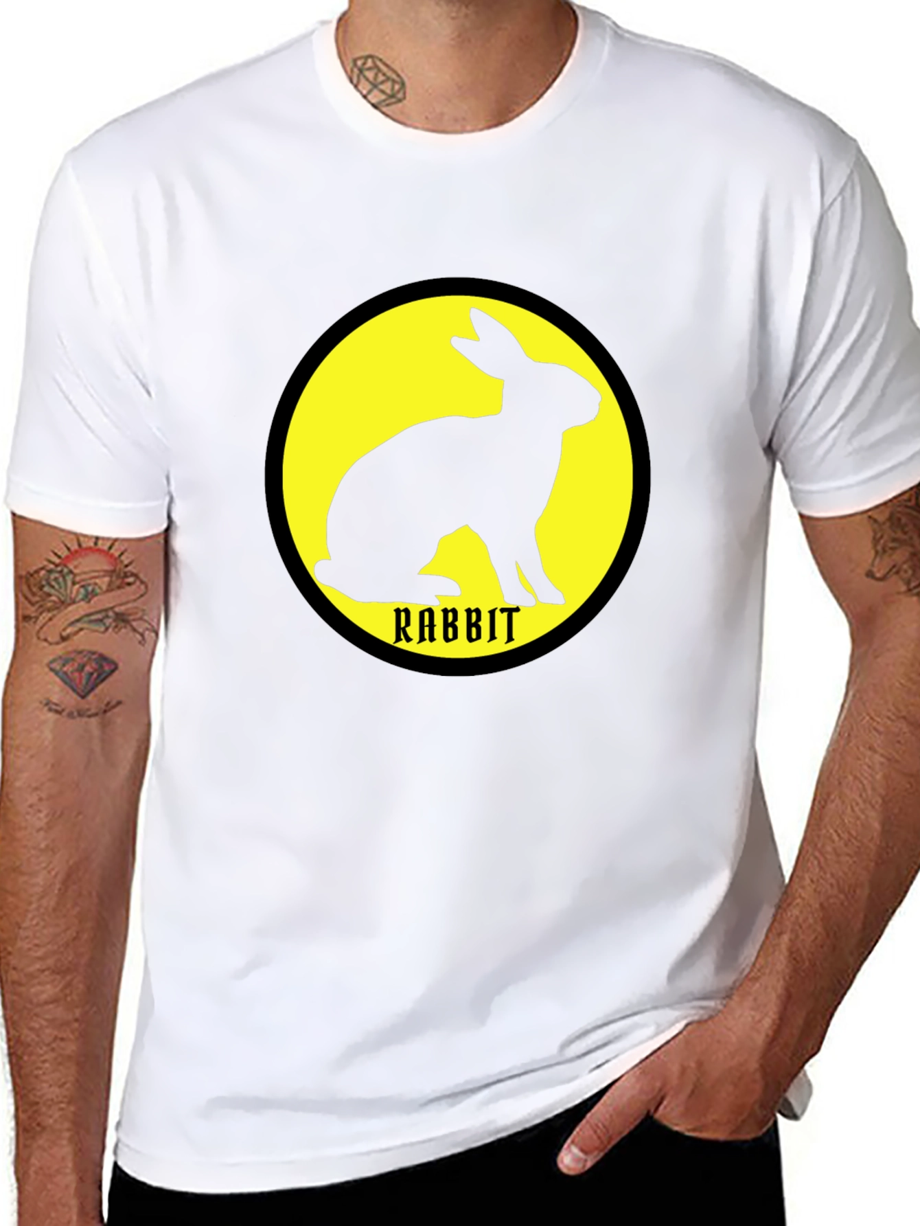 Rabbit Graphic Tee - Black Unisex Cotton T-Shirt