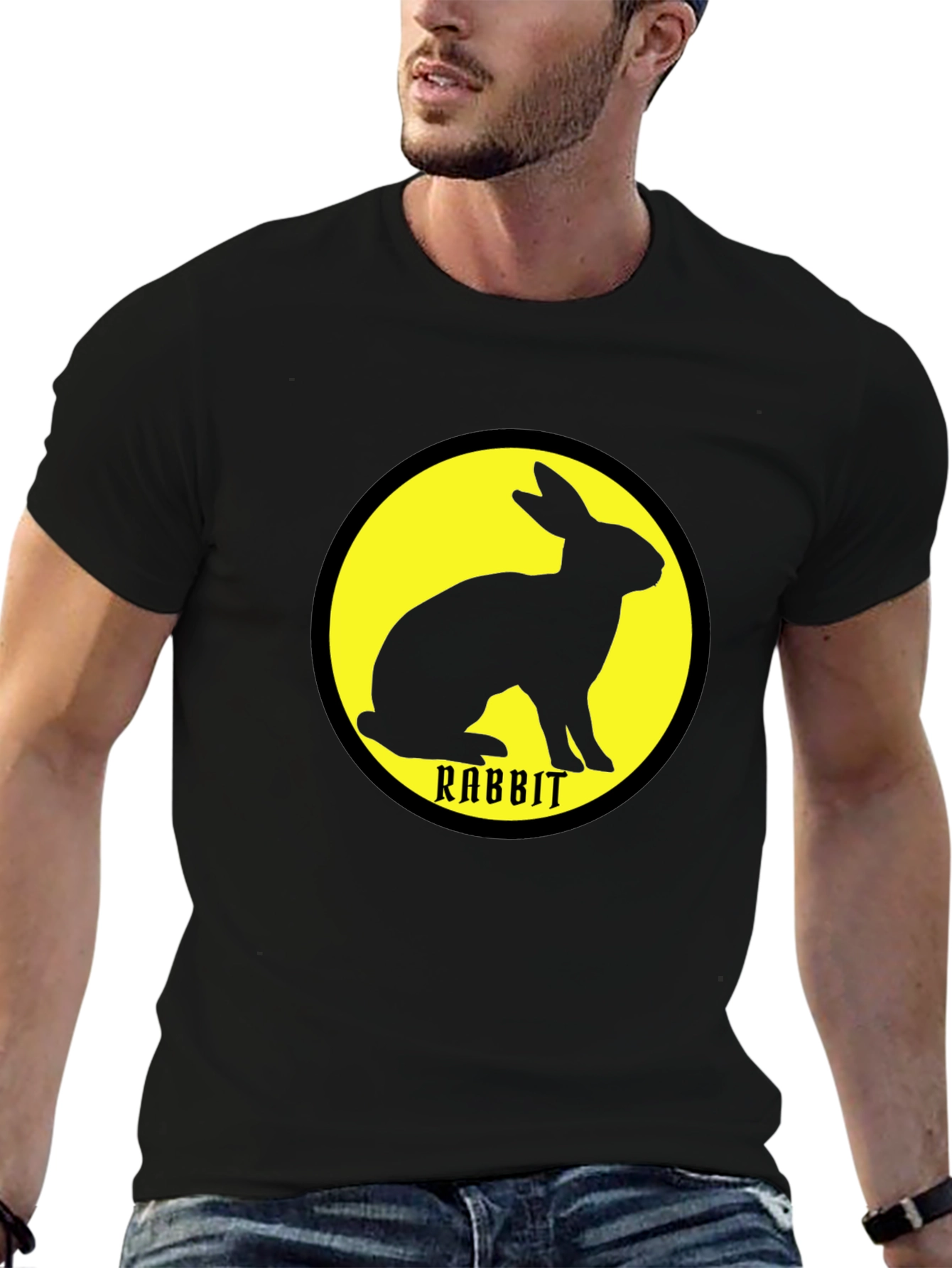 Rabbit Graphic Tee - Black Unisex Cotton T-Shirt