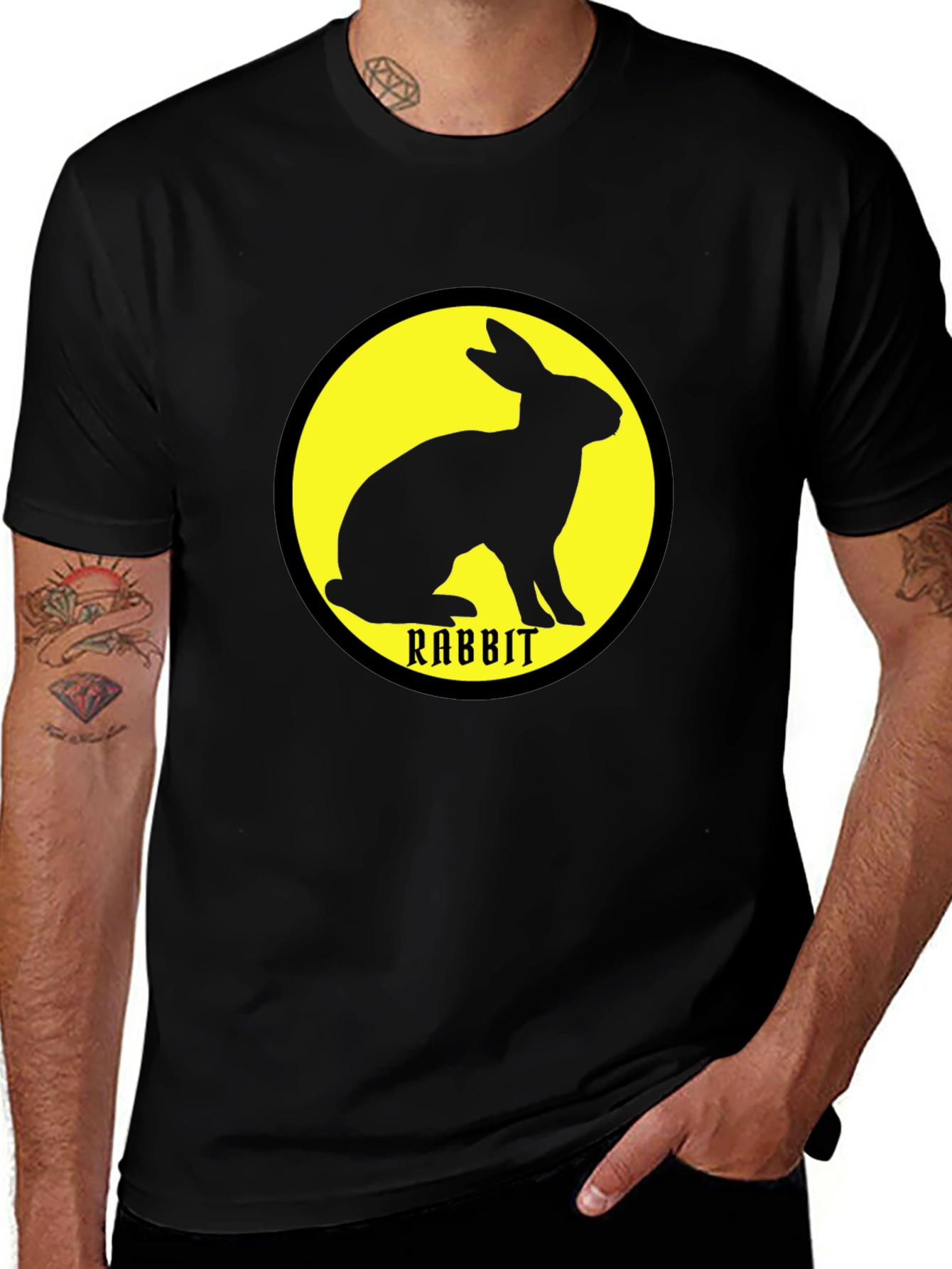 Rabbit Graphic Tee - Black Unisex Cotton T-Shirt