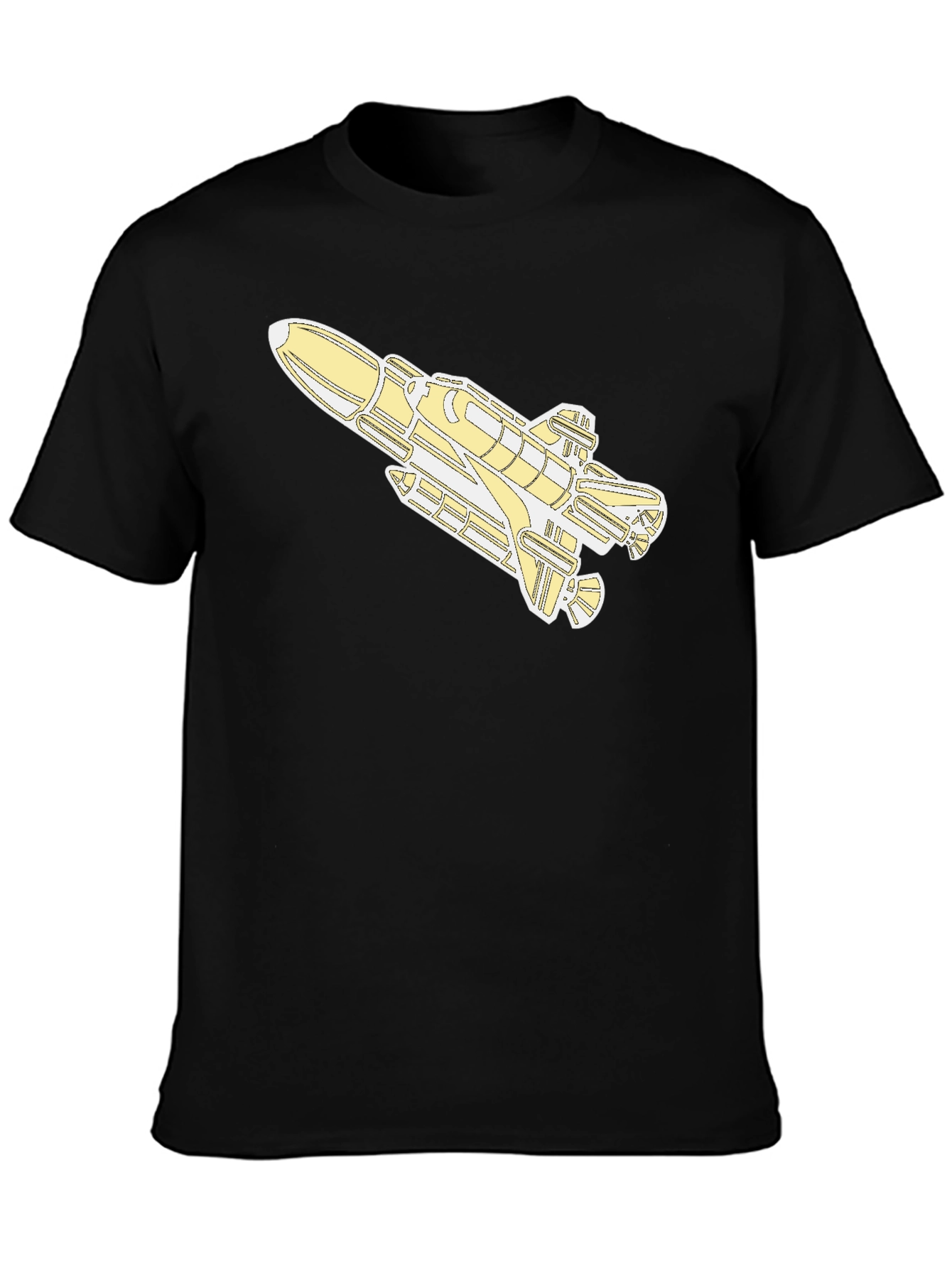 Space Shuttle Graphic Tee - Black Cotton T-Shirt