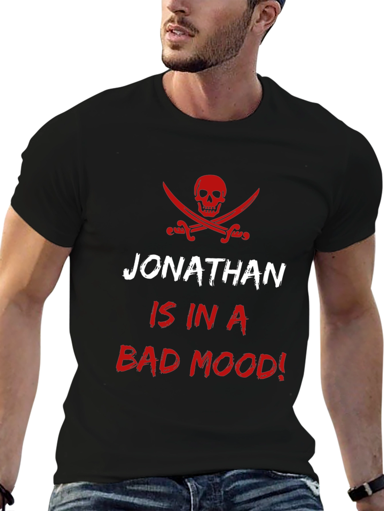 Jonathans Bad Mood Pirate T-Shirt - Mens Black Tee