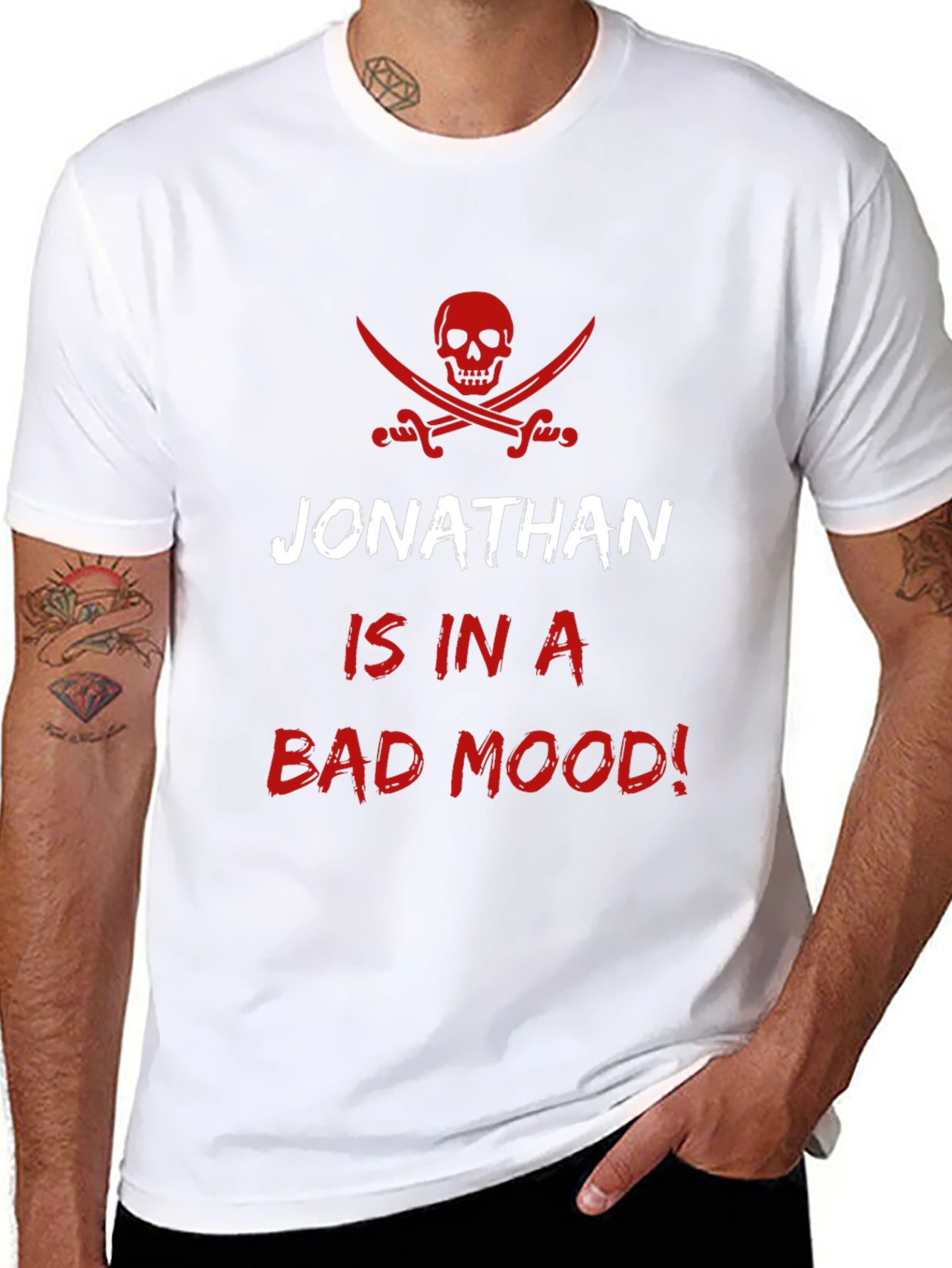 Jonathans Bad Mood Pirate T-Shirt - Mens Black Tee