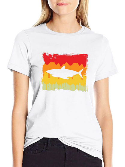 Retro Shark Graphic T-Shirt - Stylish Cotton Tee