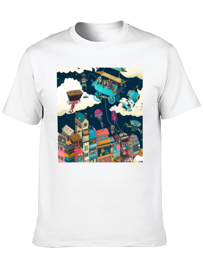 Artistic Cityscape Graphic Print T-Shirt