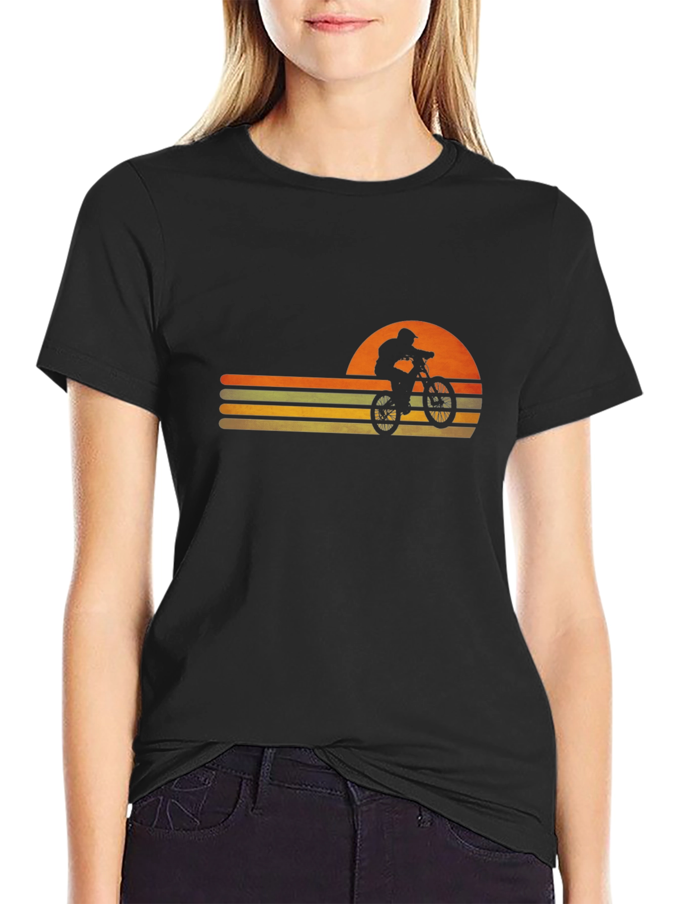 Retro Sunset Mountain Bike Graphic Tee
