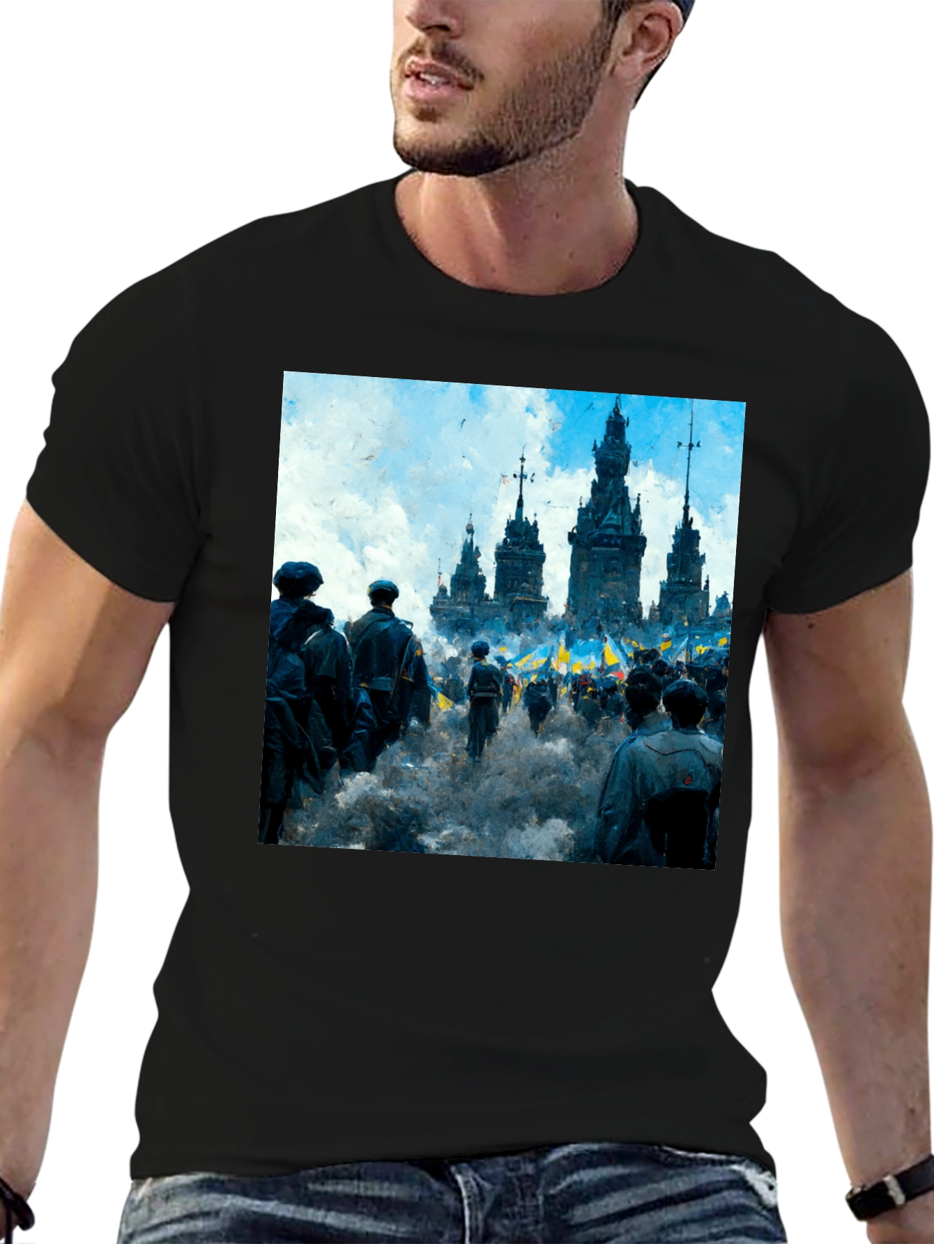 Ukraine Rally Graphic Tee - Black Cotton Blend