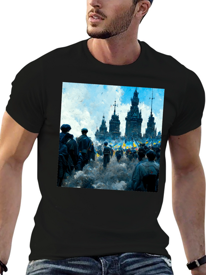 Ukraine Rally Graphic Tee - Black Cotton Blend