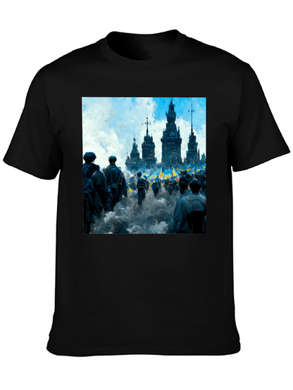 Ukraine Rally Graphic Tee - Black Cotton Blend