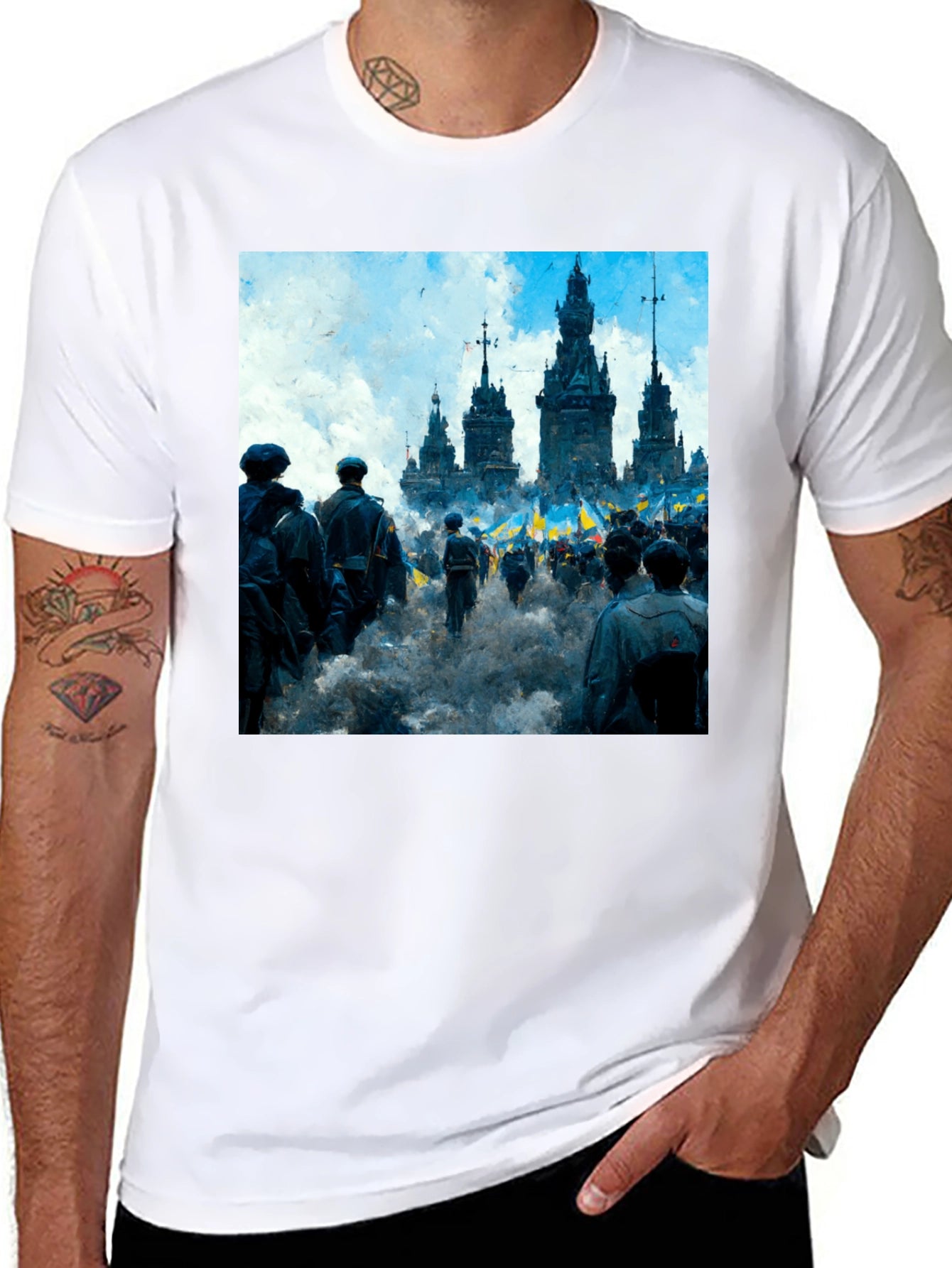 Ukraine Rally Graphic Tee - Black Cotton Blend