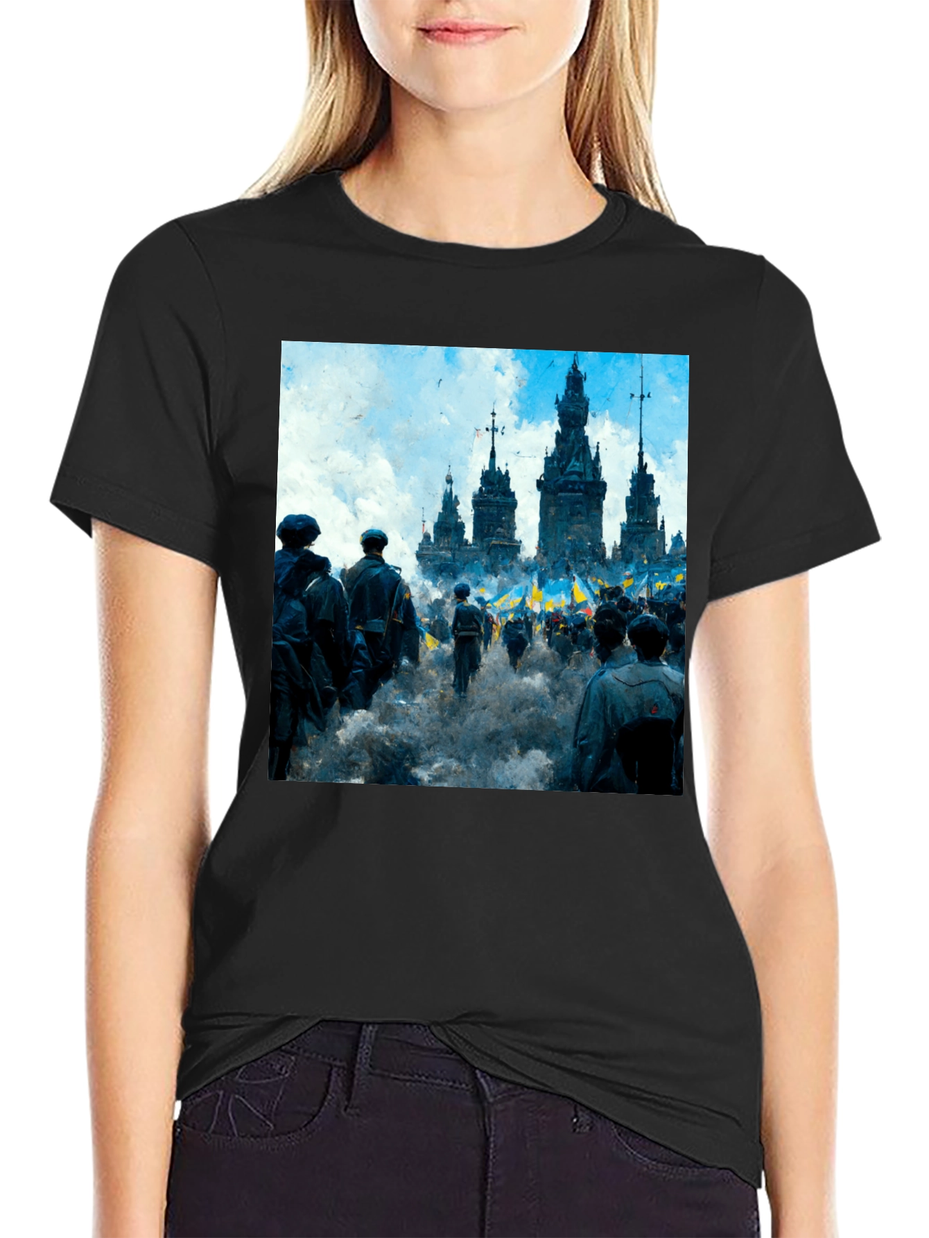 Ukraine Rally Graphic Tee - Black Cotton Blend