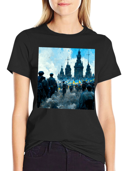 Ukraine Rally Graphic Tee - Black Cotton Blend