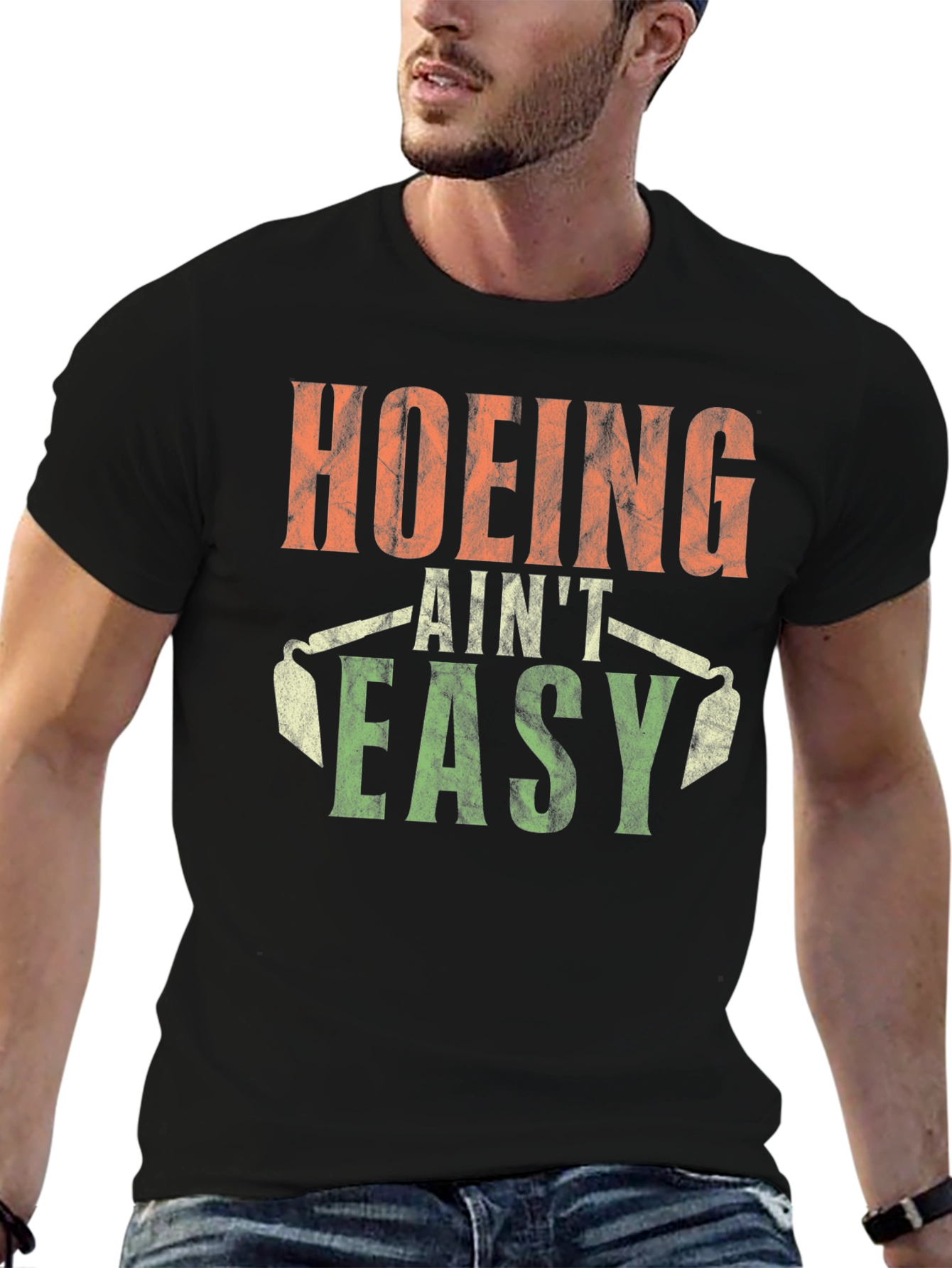 Hoing Aint Easy T-Shirt Black Cotton Tee